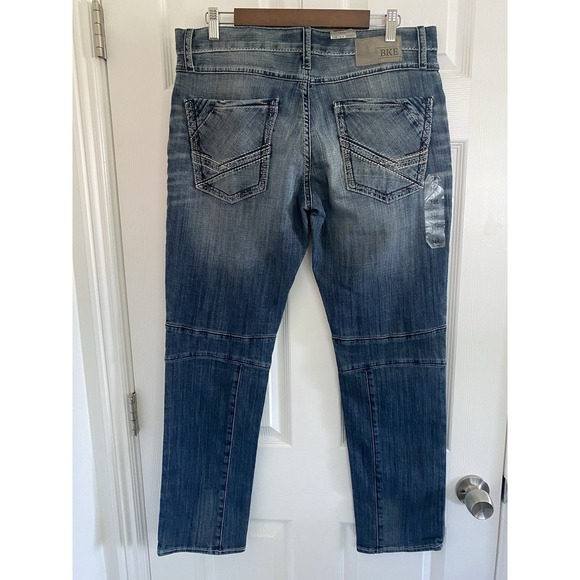 New BKE Mens Jeans 32x33 Comfort Skinny JAKE Mid Wash Blue Premium Stretch Denim - Picture 5 of 14